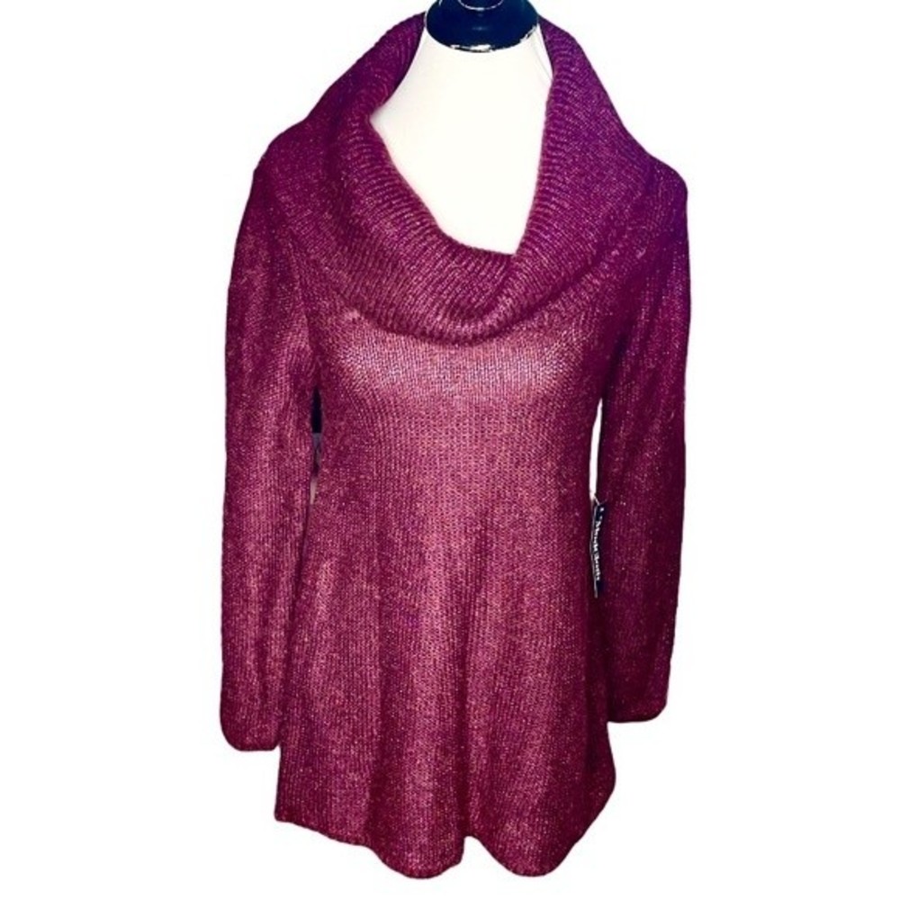 Modcloth Playing it Cowl Tunic Sweater Burgundy Size Small